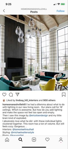 an instagramted photo of a living room with modern furniture and decor on the bottom right hand corner