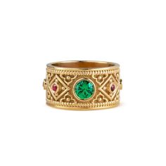 A beautiful Byzantine ring inspired by our Greek ancestors! *real images of the ring, taken by us* Dimensions: 11mm width Gemstones: - Simulated Emerald (cubic zirconia) - Simulated Ruby (cubic zirconia) Material: - Sterling Silver (925) - 9K Gold (375) - 14K Gold (585) - 18K Gold (750) *All signet rings are hallmarked on the back for certification* - We offer FREE Worldwide DHL & FedEx Shipping! - Branded DanelianJewelry Gift Box with each order! Our customer service is available 7 days a week. Byzantine Style Emerald Ring For Gift, Byzantine Style Gemstone Rings For Ceremonial Occasion, Byzantine Gemstone Rings For Ceremonial Occasions, Byzantine Style Ceremonial Gemstone Rings, Byzantine Gemstone Ring For Anniversary, Byzantine Style Gemstone Rings For Anniversary, Byzantine Rings, Byzantine Jewelry, Medieval Rings