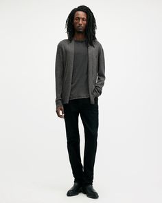 The Mode Cardigan is an easy final layer. Made from responsibly sourced merino wool, it's incredibly soft, with an open front and lightly ribbed finish. It won't let you down.   This cardigan is designed to a slim fit Long sleeves Supersoft Open front Ribbed texture Ramskull embroidery Casual Ribbed Merino Wool Outerwear, Allsaints Casual Winter Sweater, Relaxed Fit Fine Knit Outerwear For Layering, Merino Wool Cardigan For Layering, Casual Cashmere Cardigan For Layering, Casual Ribbed Cashmere Outerwear, Allsaints Long Sleeve Sweater For Fall, Wool Cardigan For Layering, Casual Merino Wool Cardigan For Layering