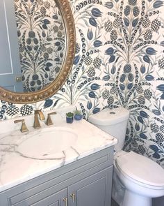 a white toilet sitting next to a bathroom sink under a large mirror on top of a wall