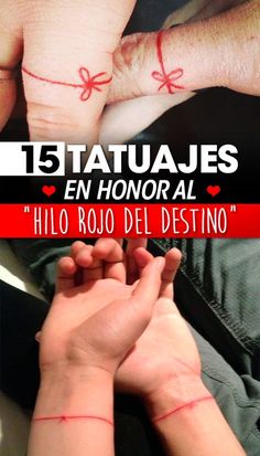 two hands holding each other with red writing on them and the words 15 atatuas en honor al