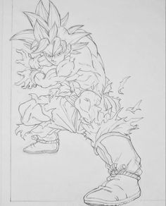 a drawing of gohan from the dragon ball game, drawn in pencil on paper