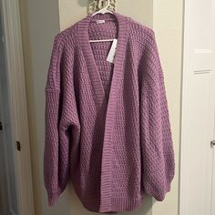 Nwt Zyia Active Cardigan Xxl Lilac Petra Cardigan Oversized Purple Knit Cardigan, Oversized Purple Long Sleeve Cardigan, Winter Purple Open Front Cardigan, Cardigan Jacket, Color Purple, Cardigans, Lilac, Sweaters For Women, Purple