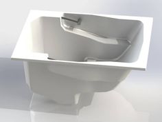 a white bath tub sitting on top of a table