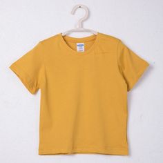 Children Boys Girls Cotton T-shirt Solid Short Sleeve Top - PrettyKid Solid Color Plain T-shirt For Spring, Solid Plain T-shirt For Spring, Yellow Solid Color Cotton Top, Yellow Cotton Top, Yellow Short Sleeve Top, Childrens Clothing Boutique, Kids Boutique Clothing, Wholesale Dress, Kids Boutique