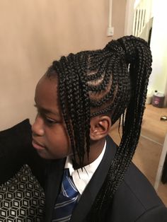 ponytail braid braided niece High Ponytail Braid, Kids Cornrows, Ponytail Haircut, Dutch Braid Ponytail, Side Braid Ponytail, Missy Sue, Cornrow Ponytail, Tail Hairstyle, French Braid Ponytail