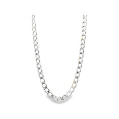 18kt white gold 4.5mm open curb chain. Elevate your look with our stunning 18kt white gold chain! This luxurious piece features a shimmering, polished gold finish that catches the light from every angle. The intricate links are expertly crafted to create a timeless and elegant design that will make you stand out in any crowd.  
Product: Necklace 
Material: 18kt White Gold White Gold Chain, White Gold Chains, Elevate Your Look, Curb Chain, Gold Finish, Gold Chain, Elegant Design, White Gold, Make It Yourself