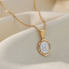 Framed YourLetter Enamel Necklace Pendants For Women, Letter Pendant Necklace, Jewelry Personalized, Round Necklace, Dainty Gold Necklace, Enamel Necklaces, Trendy Necklaces, Letter Pendants, Initial Pendant