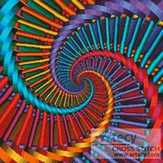 a cross stitch pattern with colorful spirals