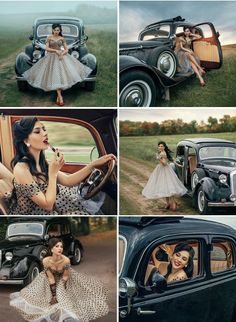 Pinup Car Photo Shoot, Pose With Vintage Car, 50s Pinup Photo Shoot, Photoshoot With Vintage Car, Classic Vintage Photoshoot, 40s Photoshoot Ideas, Classic Car Photoshoot Ideas, 1950s Photoshoot Ideas, 60 Photoshoot Ideas