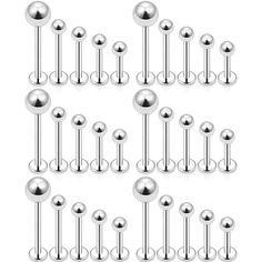 PRICES MAY VARY. VALUE PACK: One Order Including 30Pcs Labret Studs (LB) Body Piercing Jewelry. Balls Tops are Externally Threaded with Smooth Flat Back. Come with a Black Velvet Pouch. Reasonable Price For Body Jewelry,Deserve To Purchase. MEASUREMENTS: Surgical Steel Stud Gauge Size: 16G (1.2mm). Length: 6mm(1/4"), 8mm(5/16"), 10mm(3/8"), 12mm(1/2"), 14mm(9/16"). Ball Size: 3mm. Color: Silver-tone. MATERIAL: Made of Hypoallergenic Nickel-free Lead-free Surgical Stainless Metal Type, Comfortabl Men Piercing, Men's Piercings, Lip Rings, Lip Stud, Helix Earring, Labret Studs, Body Jewelry Piercing, Lip Ring, Tragus Earrings