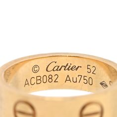 This is an authentic CARTIER 18K Yellow Gold 5.5mm LOVE Ring size 52 or 6. The ring is crafted of 18 karat yellow gold and features the engraved LOVE screw motifs throughout the band. Love Ring, The Band, The Ring, Cartier, Screw, Ring Size, Yellow Gold, Band, Ring