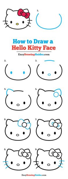 how to draw a hello kitty face step by step instructions for kids and beginners