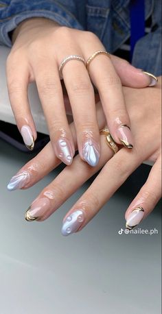 Builder Gel Nail Art Designs, Korea Nails Design, Long Almond Shaped Nails, Nails Con Relieve, Water Drop Nails, City Girl Style, Cheetah Print Nails, Tato Henna, Print Nails