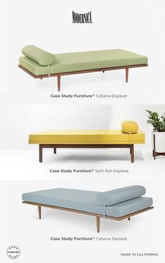 three different types of sofas with the names and description on them, including one for each