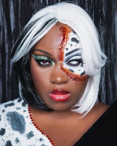 From The Archives | Vol. 35 ✨ Call me Cruella ✨ Circa 2022 - This was a remake from the one I did in 2019. I made the cut with of course just some latex and such and just put some fake blooood on there. Contacts: @ttd_eye .. use code ‘facesofjaz’ to get $$ off. #cruella #makeupideas Cruella Inspired Makeup, Cruella Makeup Emma Stone, Cruella Deville Makeup Emma Stone, Cruella White Cloak, Sweets Business, Cruella 2021 Makeup, Facial Care, Of Course