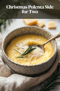 Warm, velvety polenta topped with parmesan, a comforting side for a small Christmas dinner for two. Christmas Main Course Meat, Simple Christmas Dinner, Christmas Main Course, Christmas Dinner Sides