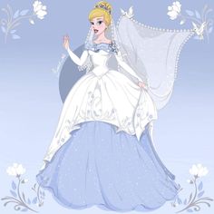 the princess is dressed up in her wedding dress