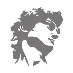 the silhouette of a man with curly hair