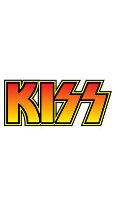 the word kiss written in yellow and red