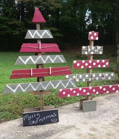 a christmas tree made out of wooden boards