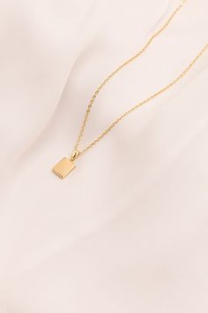 Square Gold Necklace, Gold Rectangular 14k Gold Filled Necklace, Dainty 14k Gold Charm Necklace With Square Pendant, Elegant 14k Gold Filled Rectangular Necklace, Minimalist Yellow Gold Charm Necklace With Rectangular Pendant, Dainty Gold Rectangular Charm Necklace, Gold Minimalist Charm Necklace With Rectangular Pendant, Minimalist Gold Charm Necklace With Rectangular Pendant, Dainty Yellow Gold Square Pendant Charm Necklace