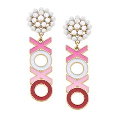 * Base Metal with Worn Gold Plating * Enamel Material * Post Back Closure * 2.25" Length x 0.75" Width Glass Fusing, Pearl Cluster, Enamel Earrings, Fun Loving, Trending Gifts, Metal Earrings, Red And Gold, Earring Backs, Stationery Supplies