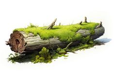 a piece of wood with grass growing on it and moss growing all over the top