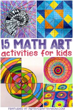 the cover of 15 math art activities for kids