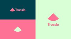 the logo for trusle is shown in three different colors and font, with one drop