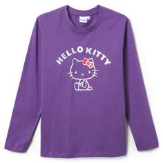 Look Supercute And Sporty In This Pullover Long Sleeve Shirt, Featuring A Print Of Your Favorite Sanrio Character. The Jersey Material Is So Soft And Comfy. - Size M: Length 25 1/2" X Chest 18 1/2" X Sleeve 18" - Measurements Taken Laid Flat - 85% Cotton, 15% Polyester New. Original Packaging. Authentic Sanrio Item; Cute Purple Tops With Relaxed Fit, Casual Long Sleeve Hello Kitty T-shirt, Casual Long Sleeve T-shirt With Hello Kitty Print, Hello Kitty Cotton Crew Neck Top, Hello Kitty Print Crew Neck Tops For Fall, Hello Kitty Long Sleeve Cotton Top, Long Sleeve Cotton Hello Kitty Top, Cute Long Sleeve Purple T-shirt, Hello Kitty Print Long Sleeve Top For Fall