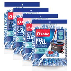 four packs of o - cedar cleaning products