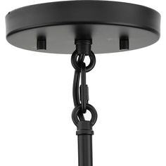 a black chandelier with two lights hanging from it's center and one light on