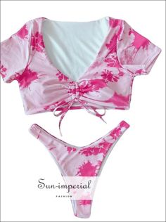 Sun-imperial - twist front v neck swim sky print bikini set - pink – SUN-IMPERIAL Swimming Clothes, Nice Outfits, Twist Front, Aesthetic Fashion, Women Swimsuits, Suits For Women, Puff Sleeve, Tie Dye, Fashion Dresses