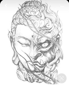 a drawing of a buddha face