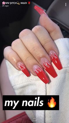 Red Fire Nails, Glamorous Nails, Nails 2020, Acrylic Nails Coffin