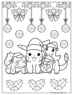 christmas coloring pages for kids and adults with ornaments hanging from the ceiling in the background