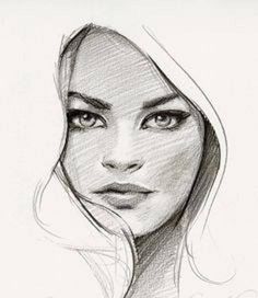 a pencil drawing of a woman's face