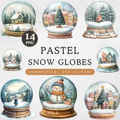 Bring the magic of winter to your projects with our delightful snowglobe clipart! Perfect for Christmas celebrations, this collection features cute Christmas snow globes, charming snowmen, and picturesque Christmas villages, all beautifully designed in watercolor pastel tones. Whether you're crafting holiday cards or enhancing your digital decorations, this Christmas clipart is a must-have. Our snow globe clipart also offers commercial use options, making it an excellent choice for businesses lo Village Christmas Tree, Globe Clipart, Tree Town, Digital Decorations, Village Christmas, Winter Clipart, Christmas Snow Globes, Photo Editing Tools, Town Square