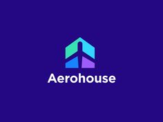 the logo for aerohouse is shown on a purple background with blue and green colors