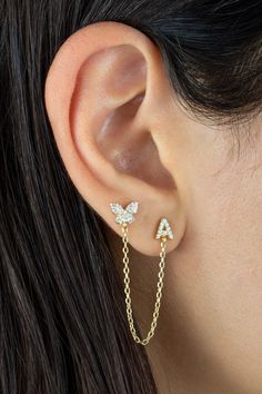 Minimalist Ear Piercings, Unique Ear Piercings, Jewelry Design Earrings, Gold Earrings Designs, Fancy Jewelry, Online Earrings