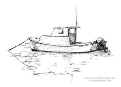 a drawing of a boat in the water