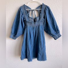 Nwt Free People Denim Dress Size M Long Sleeve Dark Wash Mini Dress For Summer, Denim Blue Long Sleeve Cotton Mini Dress, Blue Washed Dresses For Fall, Blue Washed Mini Denim Dress, Washed Blue Mini Denim Dress For Day Out, Blue Washed Denim Mini Dress, Denim Blue Long Sleeve Mini Dress For Summer, Dark Wash Cotton Mini Dress For Fall, Washed Mini Denim Dress For Spring