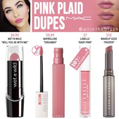 Mac Pink Plaid, Lilac Lipstick, Mac Velvet Teddy, Matte Makeup, Matte Lip Cream, Makeup Guide, Pink Lipstick, Mac Lipstick