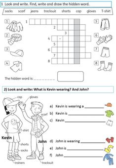 worksheet for children to learn how to read clothes