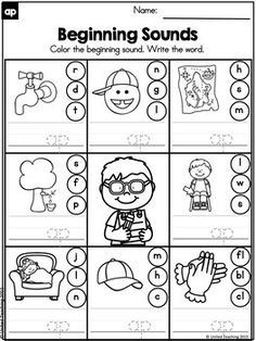 the beginning sounds worksheet for children to learn how to read and understand them