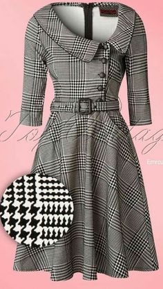 Dresses For Women Over 50, Áo Blu, Houndstooth Dress, Ladies Dresses, Elegant Dresses For Women, White Houndstooth, Women Over 50, African Fashion Dresses, Classy Women