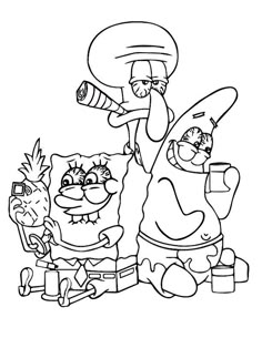 spongebob and his friends coloring pages for kids to print out on the wall