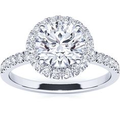 Round 1.00 tdw Women's Halo Diamond Engagement Ring Platinum - GIA Certified Engagement Ring Platinum, Engagement Rings Platinum