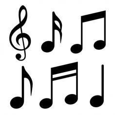 music notes are shown in black and white